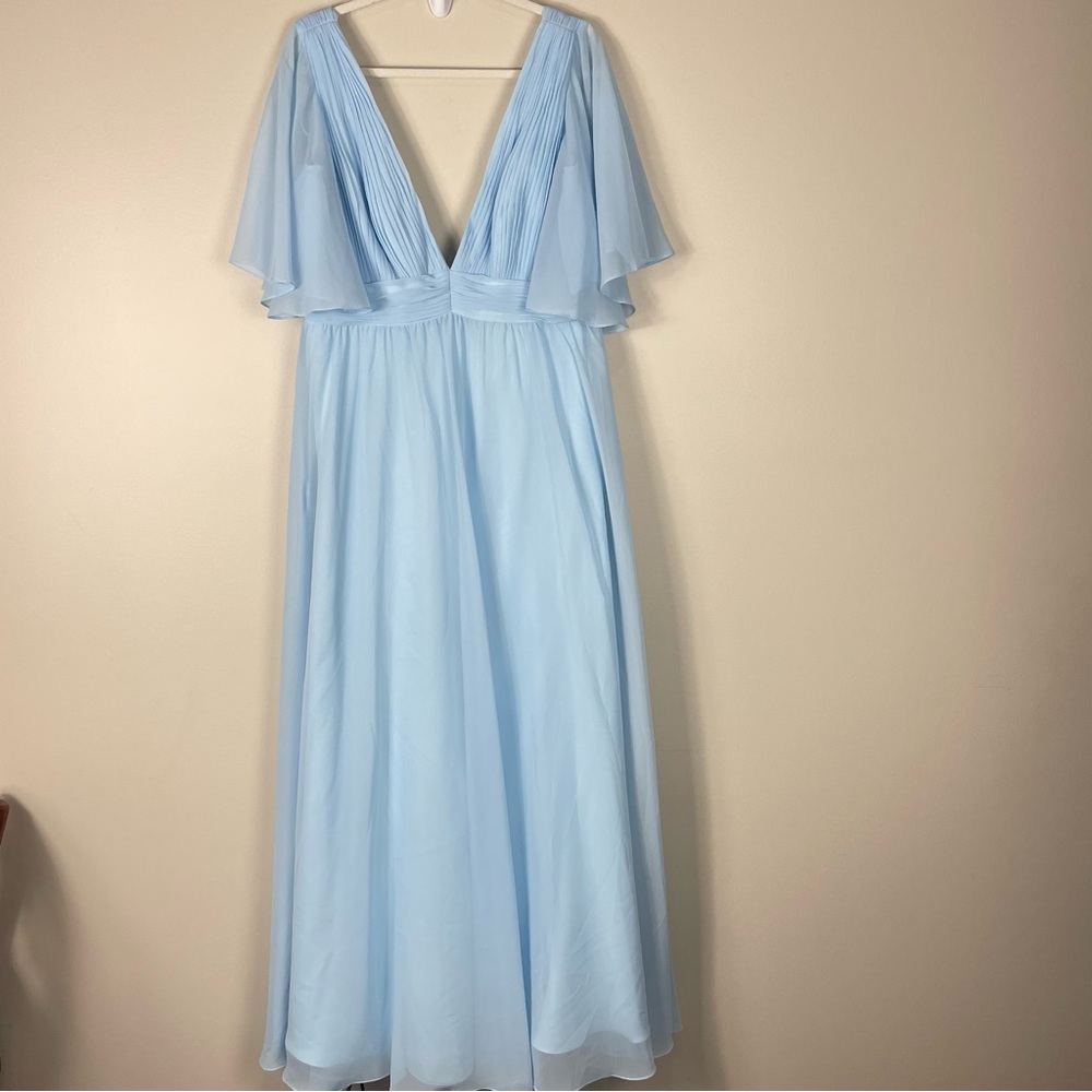 Mac Duggal Light Blue Chiffon Maxi Dress